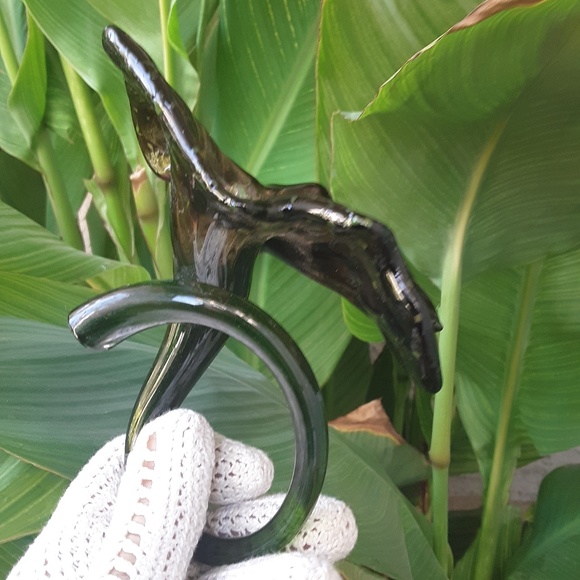 Deep Dark Purple Blown Glass Flower Sculpture USA - Picture 9 of 10